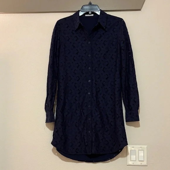 Equipment Brett Lace Shirtdress in Navy SZ S EUC - Picture 2 of 6